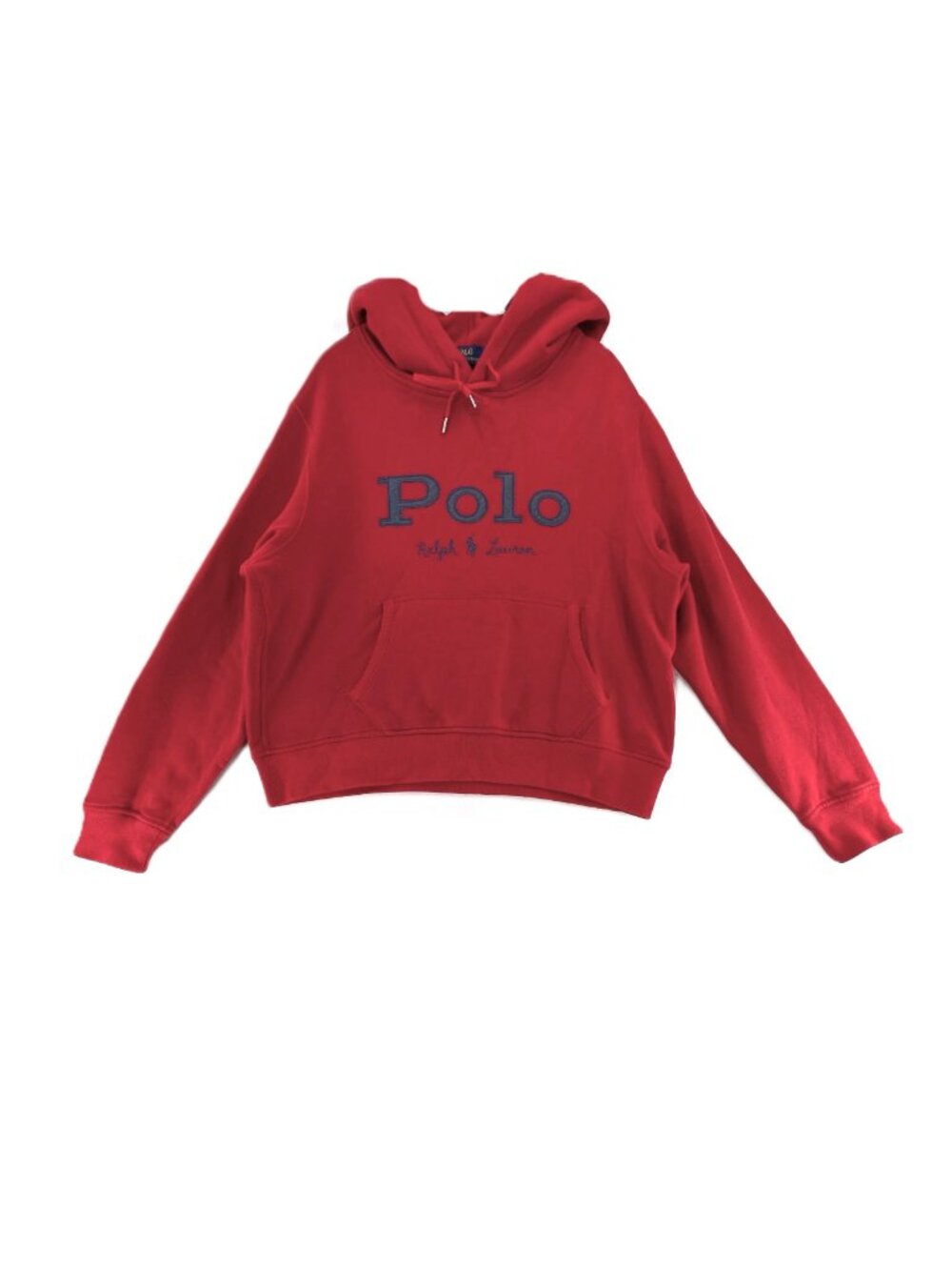 Polo Ralph Lauren Logo Hoodie Red Womens Size XL Crop Fleece Sweatshirt Kangaroo